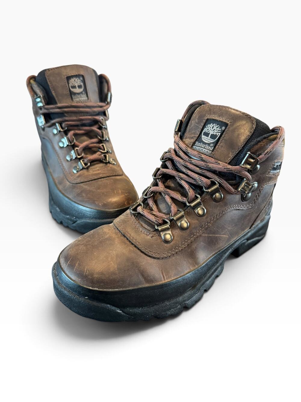 Timberland Performance Brown Leather Hiking Boots Size 7.5 Rugged Trail Outdoor